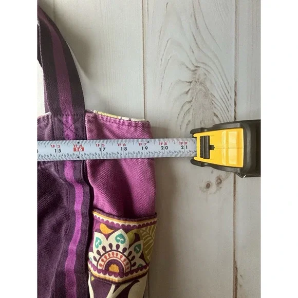 Vera Bradley Colorblock Canvas Tote Crazy Plum Purple Paisley Large 0632 - Picture 6 of 11